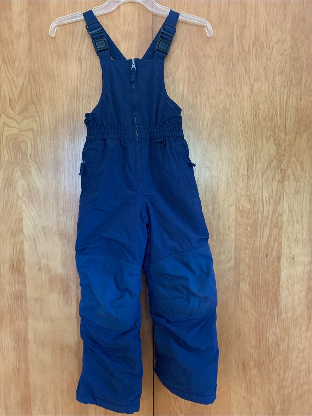 Lands End Kids Navy Blue Insulated Snow Bib Overalls Reinforced knees & seat sz6